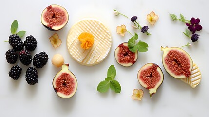 Floral-inspired fruit and cheese pairings - obrazy, fototapety, plakaty