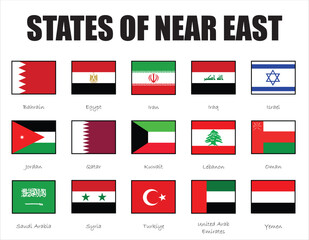 States of Near East or Middle East, flag of states