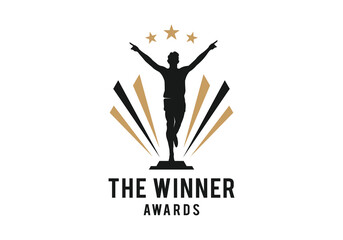 Trophy people for award winner logo design template