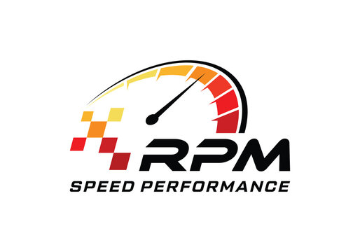 Speed rpm, speedometer driver race logo design template