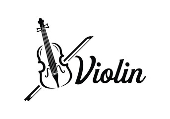 Classic violin instrument music orchestra logo design template