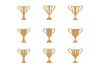 Golden trophy cup logo icon design collection - obrazy, fototapety, plakaty