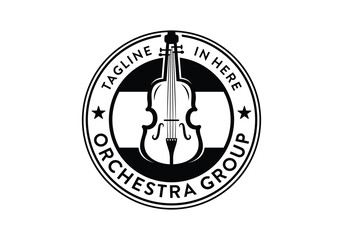 Classic violin instrument music orchestra logo label badge design template © district4.studio