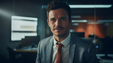 Fototapeta premium CEO Command: Dramatic Portraits of Stern Business Leaders, Generative AI