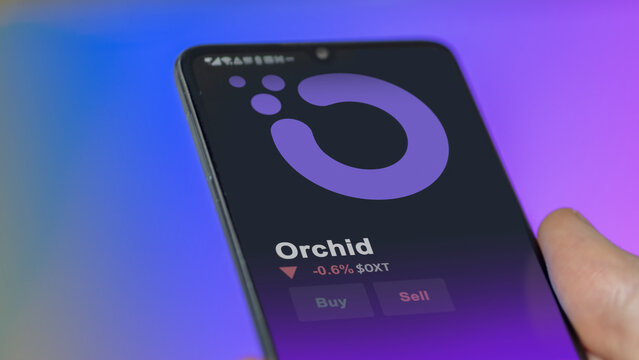 November 17th 2023. An investor analyzing the price of Orchid, the token coin $OXT on a crypto exchange sreen.