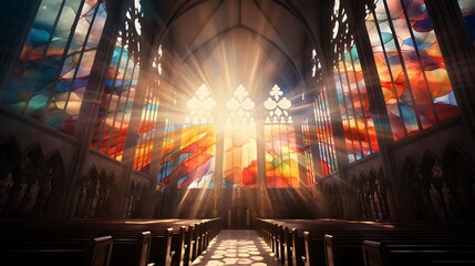 Light streaming through stained glass