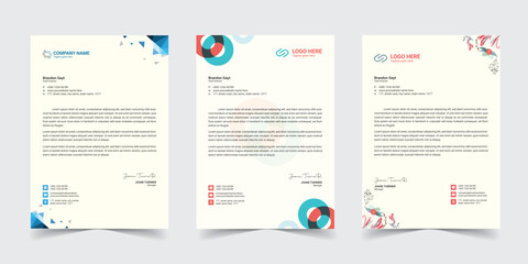 Corporate modern letterhead design template with yellow, blue, green and red color. creative modern letter head design template for your project. letterhead,  Business letterhead Template, Newsletter - obrazy, fototapety, plakaty