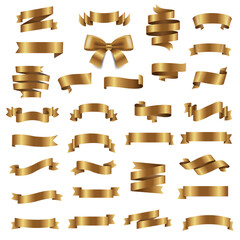 Golden Ribbon Collection Isolated White Background