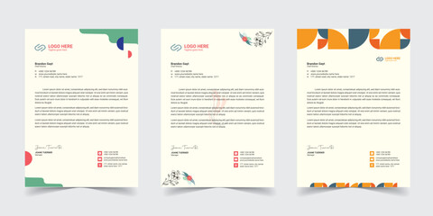 Corporate modern letterhead design template with yellow, blue, green and red color. creative modern letter head design template for your project. letterhead,  Business letterhead Template, Newsletter