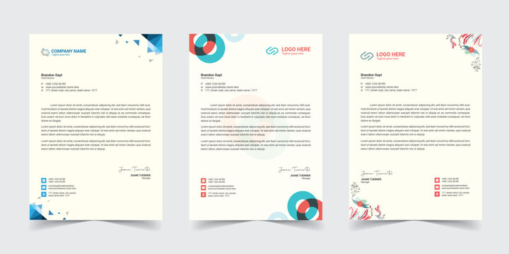Corporate modern letterhead design template with yellow, blue, green and red color. creative modern letter head design template for your project. letterhead,  Business letterhead Template, Newsletter