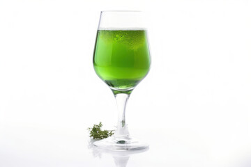 Glass of cocktail with lime with ice and isolated on white
