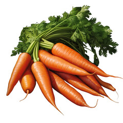 1 bunch of carrots isolated on transparent background, realistic illustration - obrazy, fototapety, plakaty
