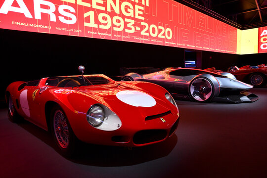 Scarperia, Mugello - 28 October 2023: Ferrari 268 SP of year 1962 on display during Ferrari World Finals 2023 at Mugello Circuit in Italy.
