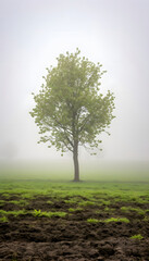 Lonely Tree in a Foggy