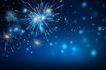 Midnight Magic: A Mesmerizing Blue Background Illuminated by Festive Fireworks