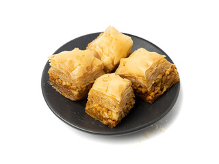 Baklava Isolated, Small Ramadan Dessert, Eastern Sweet Filo Pastries, Turkish Honey Baklawa, Oriental Desert