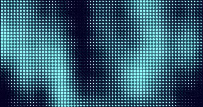 Abstract glowing sky blue color halftone motion background. Moving dots seamless loop. Abstract animated dot texture background.