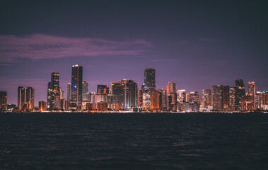 Naklejka premium city skyline at night miami Brickell Florida 