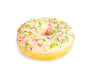 Doughnuts Isolated, Glazed Frosted Donuts with Colorful Sprinkles