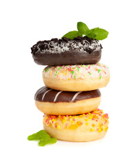 Doughnuts, Chocolate Brown and Pink Donut with Multicolored Sprinkles