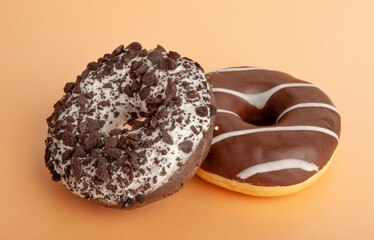 Chocolate Doughnuts Isolated, Brown Donuts