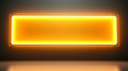 Long retro billboard or blank shining signboard with glowing yellow neon light bulbs isolated on white wall background with shadow. create using a generative AI tool 