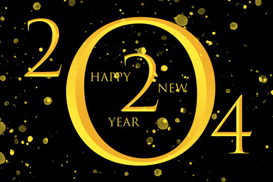PF 2024 - wishes for the new year 2024 on a brown background with gold lettering.