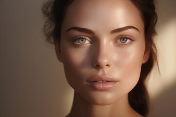 Fototapeta premium Close-up of a beautiful young girl with clear skin