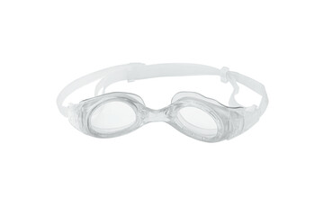 A pair of white swimming goggles with transparent background, top view