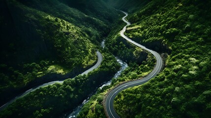 Overhead shot of a winding road