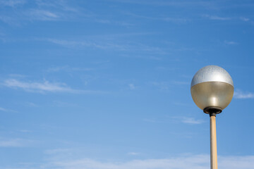 Blue Sky with Clouds and Street Light, Low Angle View
