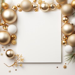 Fototapeta na wymiar white and gold christmas holiday card,