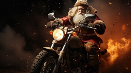 santa on motorbike with big bad.