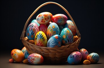 Fototapeta na wymiar easter eggs in a basket,