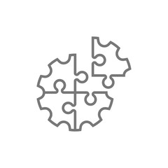 Jigsaw puzzle icon. Solving the problem, moving to the next level and skill development concept. EPS 10