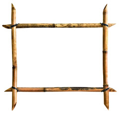 homemade frame made of bamboo sticks tied together with rope iso