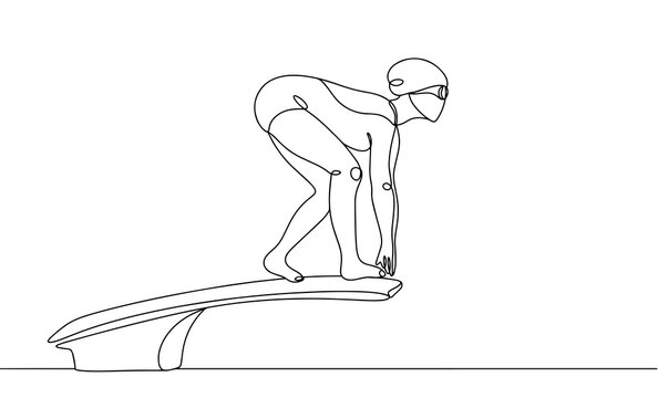 black line swimmer diving board clip art preview