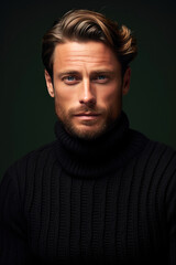 Fototapeta premium Stylish handsome man in a turtleneck sweater