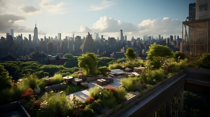 Rooftop gardens in a metropolitan setting