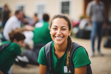 Portrait of a young female volunteer doing community work