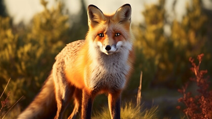 Naklejka na ściany i meble Red Fox. The red fox is one of the most important furbearing animals harvested. generative ai