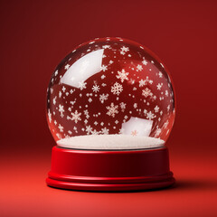 Christmas Snowglobe against red background