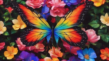 butterfly on flower.Created with Generative Ai technology