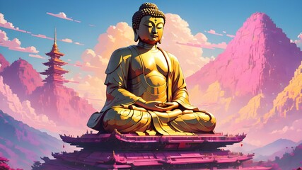 statue of buddha.Created with Generative Ai technology