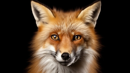 red fox face isolated on white background. generative ai