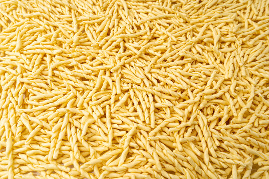 Raw Trofie Pasta, Dry Italian Macaroni, Traditional Genoa Food, Raw Noodle, Modern Ligurian Cuisine