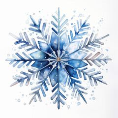 Watercolor Snowflake on white background