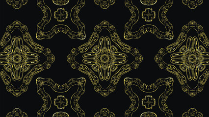 Abstract beautiful multicolor kaleidoscope background. Psychedelic yellow, gold geometric shapes. Beautiful multicolor kaleidoscope texture. Unique kaleidoscope design. Vector illustration.