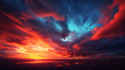Artistic interpretation of a sky ablaze, Blending photography and digital art to enhance vibrancy...