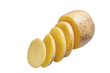 Potato slices isolated on white background
